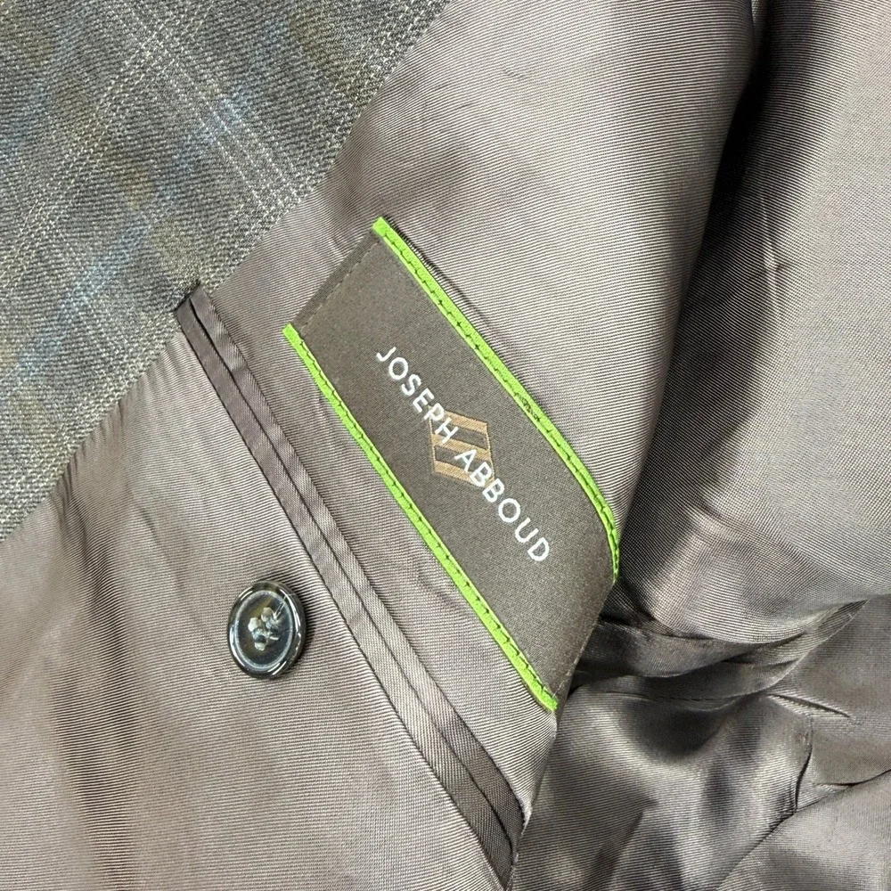 Joseph Abboud Sport Coat Mens 48L Brown Plaid 100% Wool 3 Button Blazer 1417/1